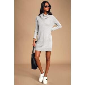 Lulus Tea Reader Light Grey Sweater Dress - Size S